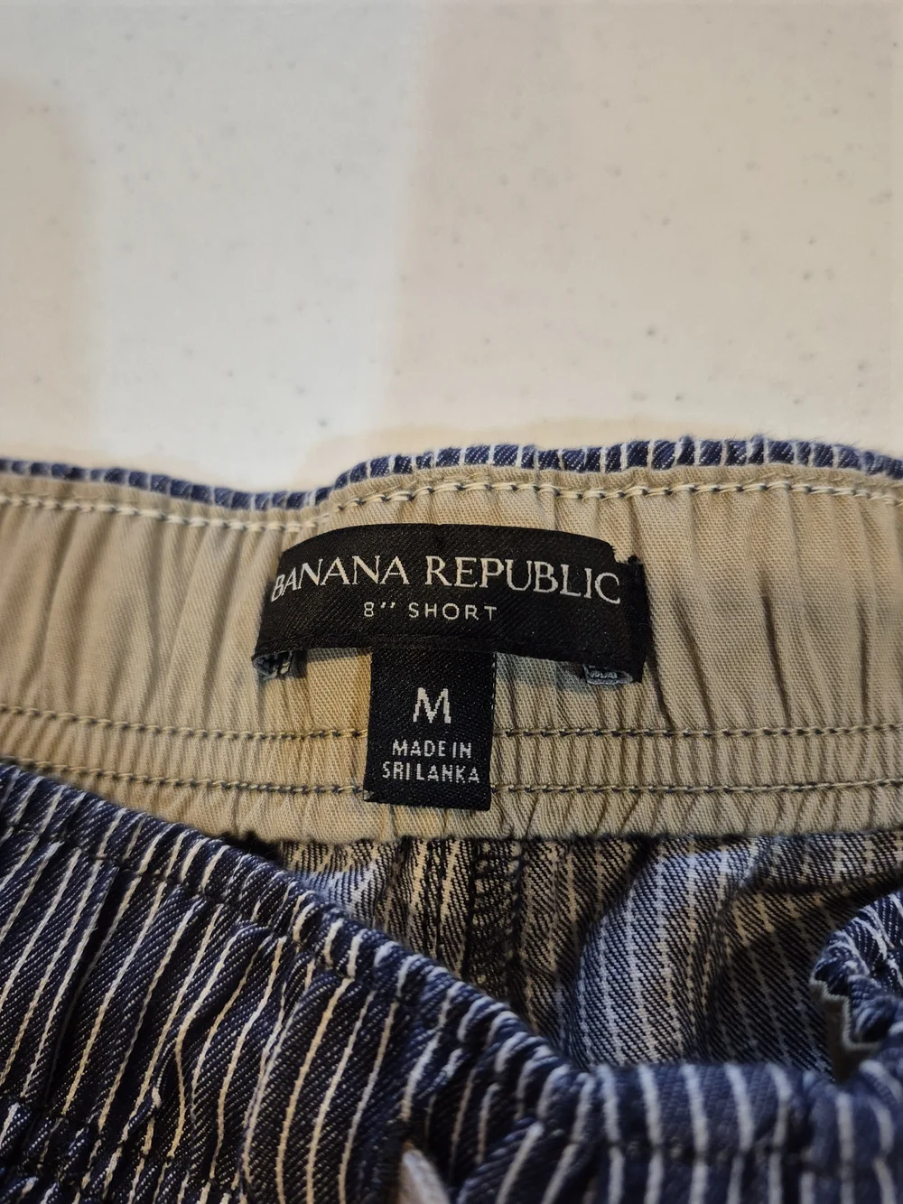 Banana Republic Navy and White Pinstripe Flat Front Shorts 4822